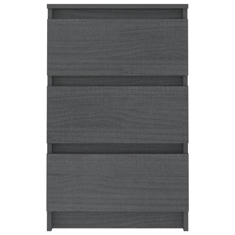 Bedside Cabinets 2 pcs Grey 40x29.5x64 cm Solid Pine Wood