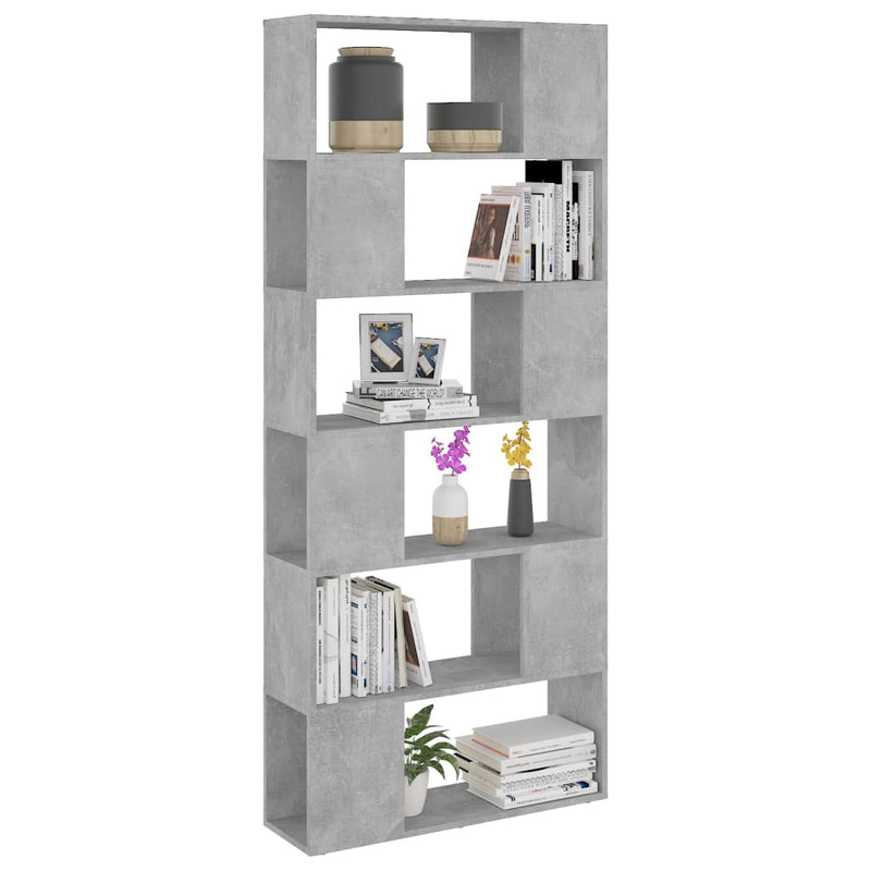 Book Cabinet Room Divider Concrete Grey 80x24x186 cm Engineered Wood