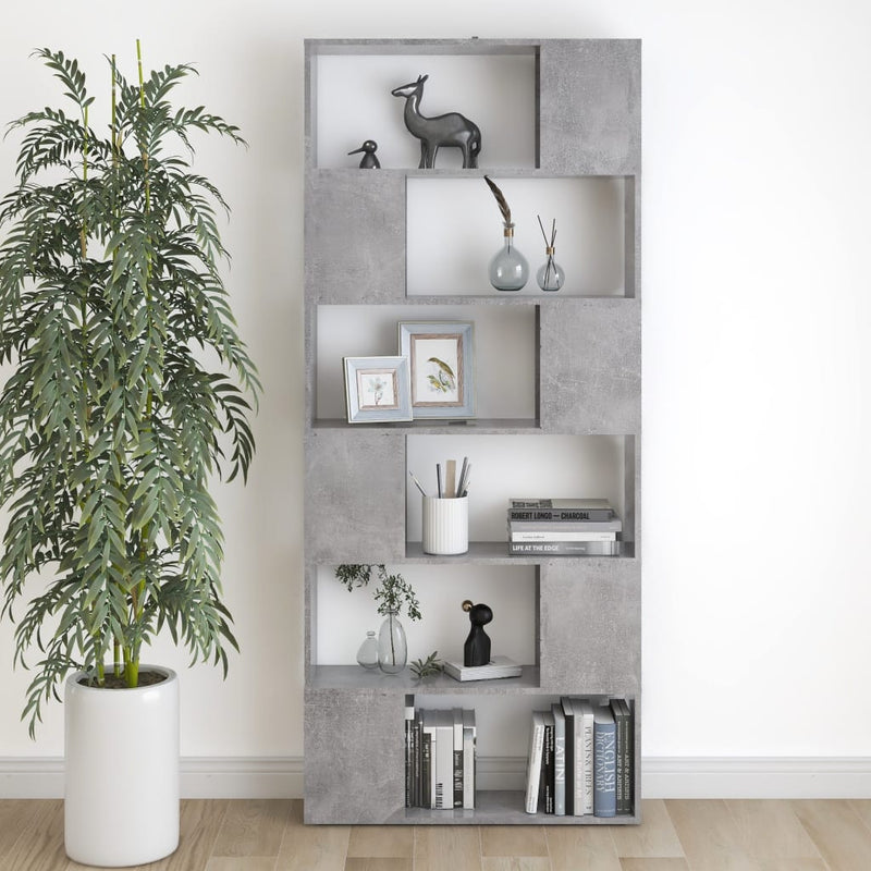 Book Cabinet Room Divider Concrete Grey 80x24x186 cm Engineered Wood