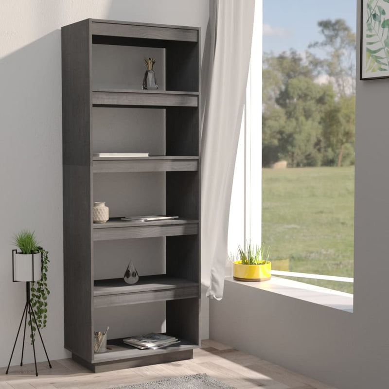 Book Cabinet/Room Divider Grey 60x35x167 cm Solid Pinewood