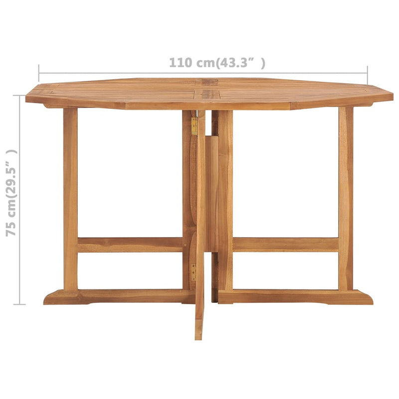 Folding Garden Dining Table 110x110x75 cm Solid Wood Teak