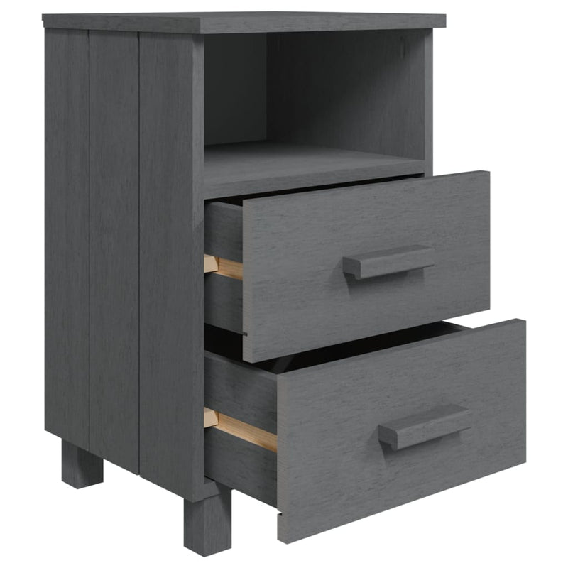 Bedside Cabinets"HAMAR"2 pcs Dark Grey 40x35x62 cm Solid Wood