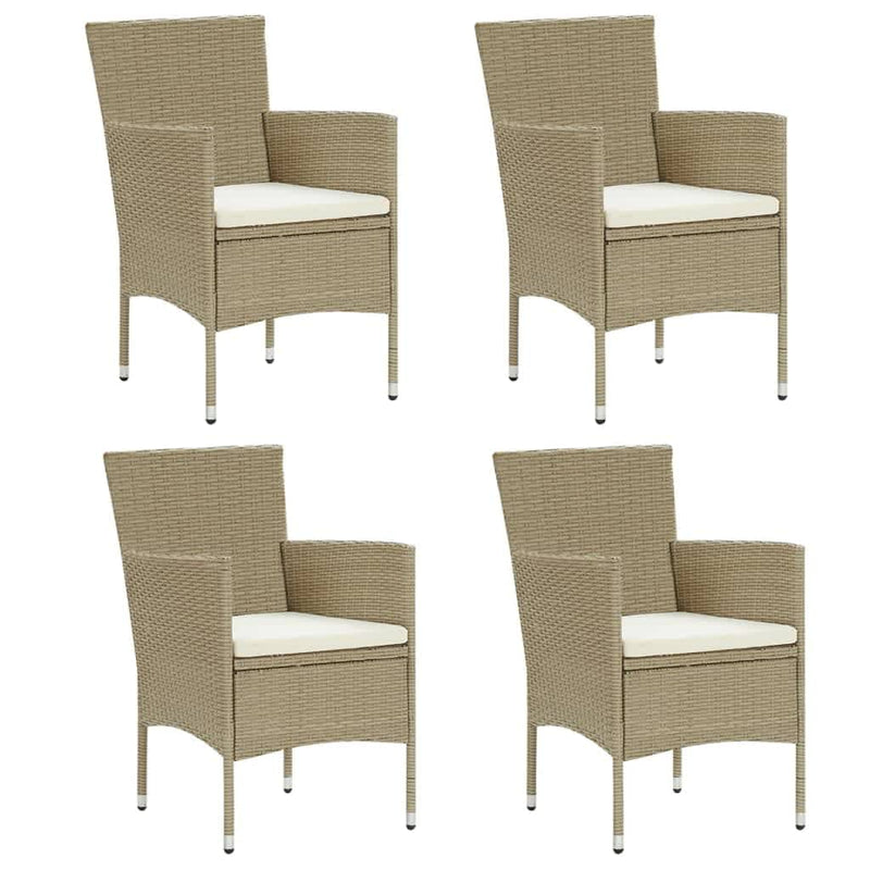 5 Piece Garden Dining Set with Cushions Poly Rattan Beige