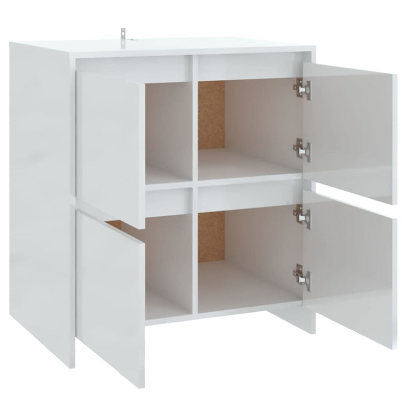 Sideboard High Gloss White 70x41x75 cm Engineered Wood
