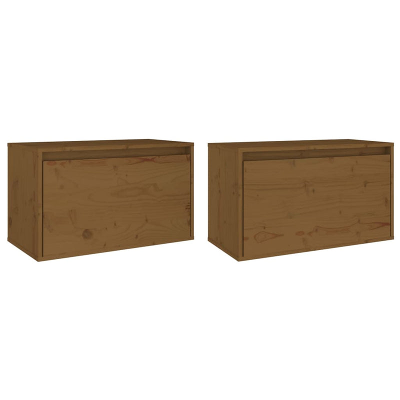 Wall Cabinets 2 pcs Honey Brown 60x30x35 cm Solid Wood Pine