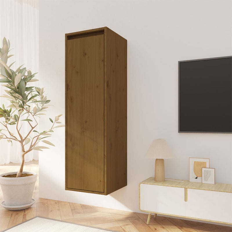 Wall Cabinet Honey Brown 30x30x100 cm Solid Wood Pine