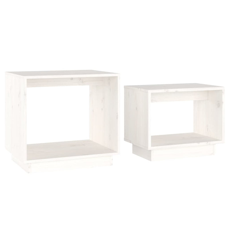 Nesting Coffee Tables 2 pcs White Solid Wood Pine