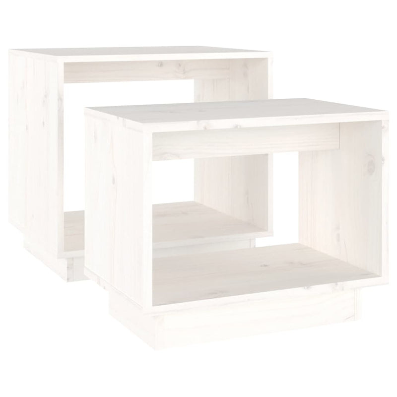 Nesting Coffee Tables 2 pcs White Solid Wood Pine