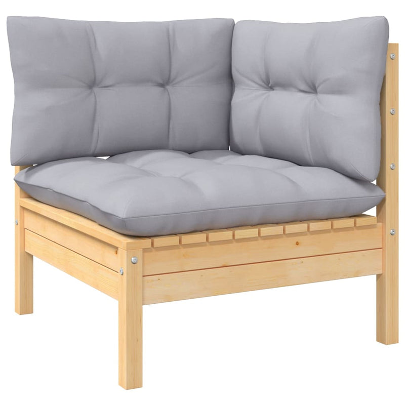 12 Piece Garden Lounge Set with Grey Cushions Pinewood