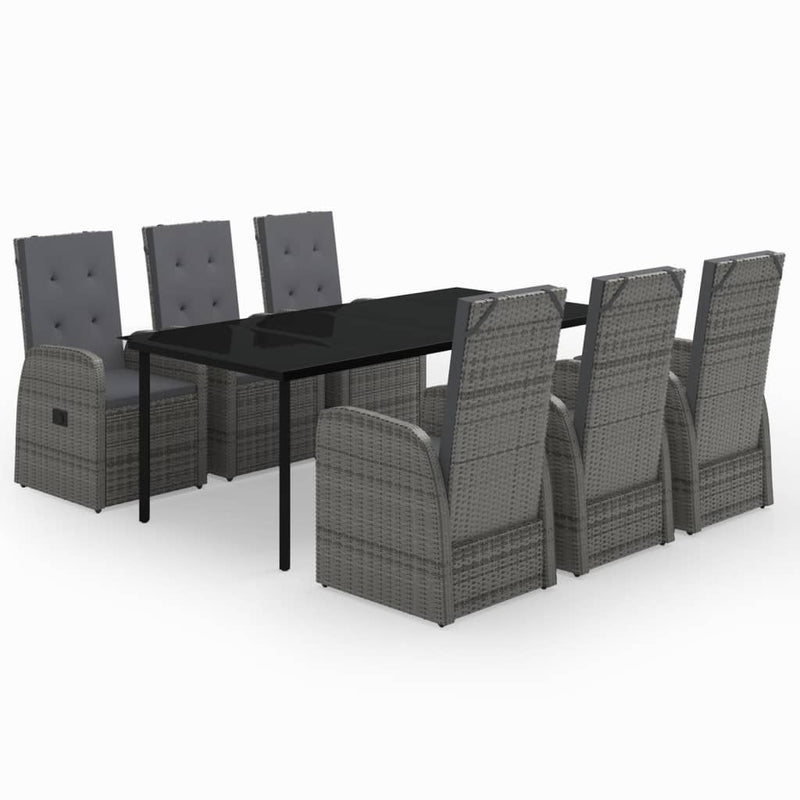 7 Piece Garden Dining Set with Cushions Grey