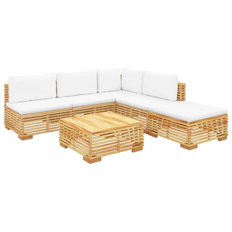 6 Piece Garden Lounge Set with Cushions Solid Teak Wood