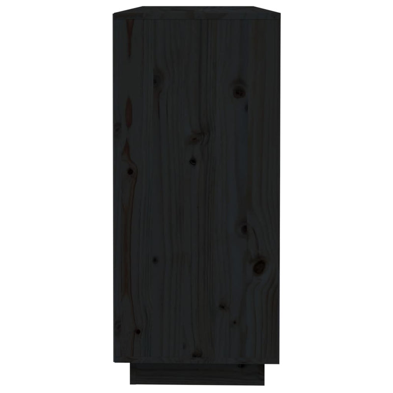 Sideboard Black 110.5x35x80 cm Solid Wood Pine