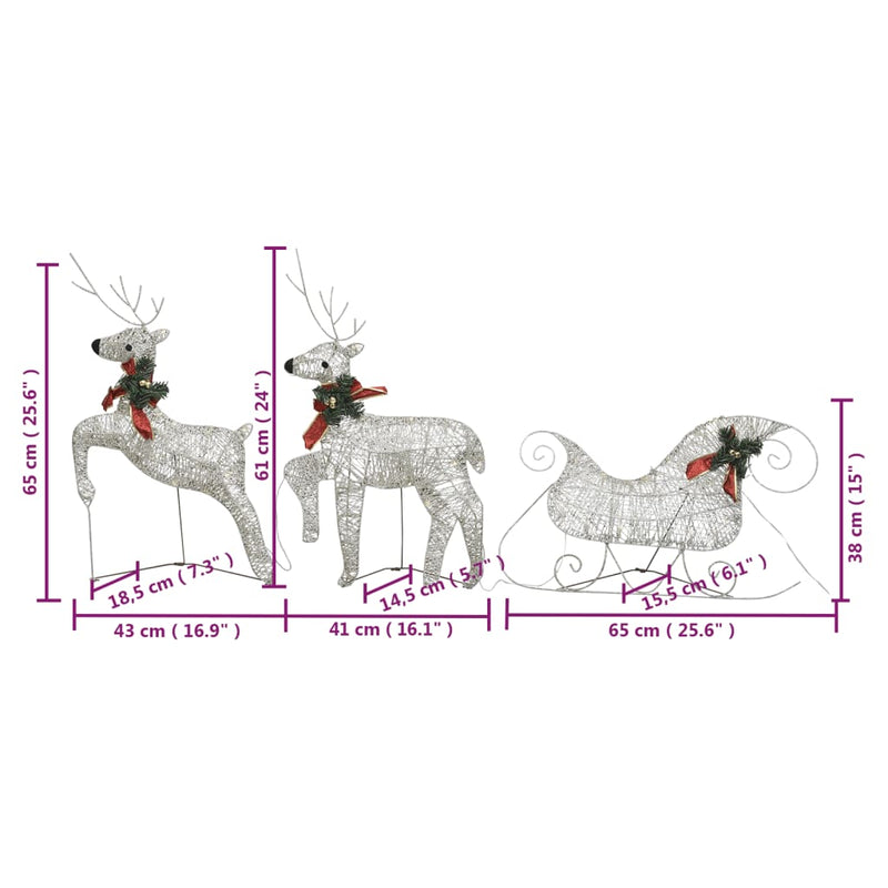 Reindeer & Sleigh Christmas Decoration 140 LEDs Outdoor Gold
