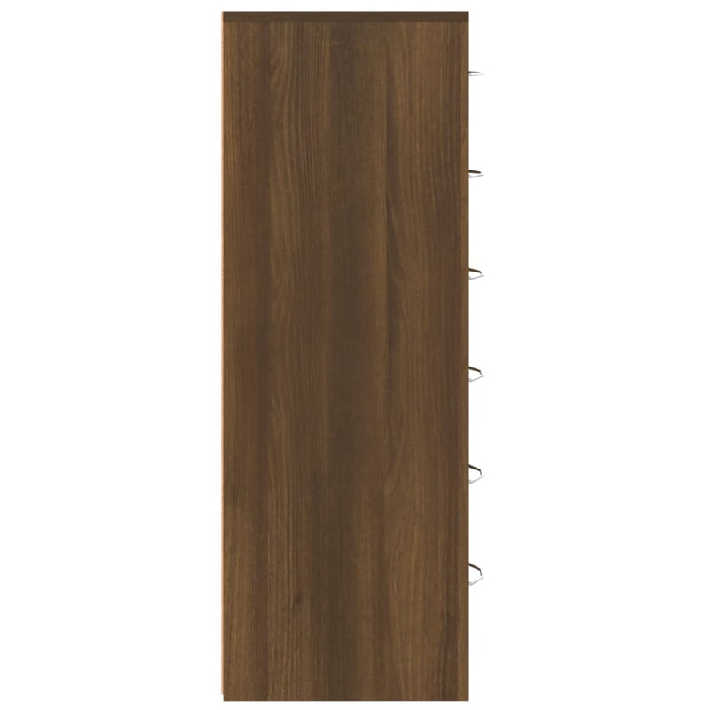 Sideboard with 6 Drawers Brown Oak 50x34x96 cm Engineered Wood
