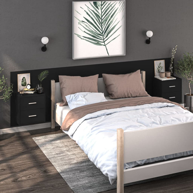 Wall-mounted Bedside Cabinet Black