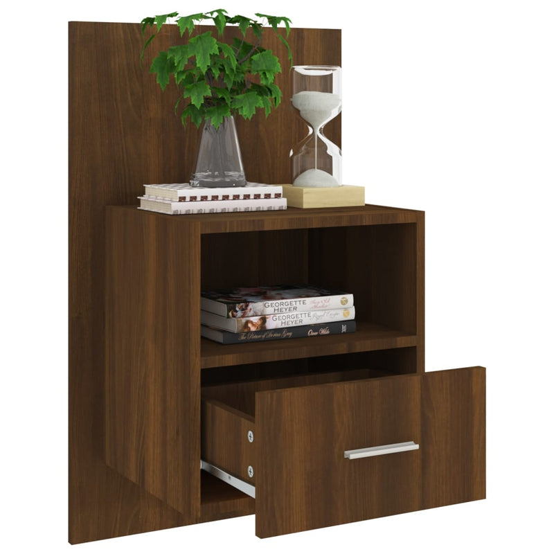 Wall-mounted Bedside Cabinets 2 pcs Brown Oak