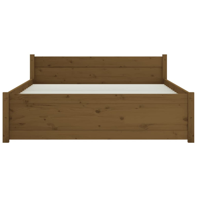 Bed Frame Honey Brown Solid Wood 137x187 cm Double Size