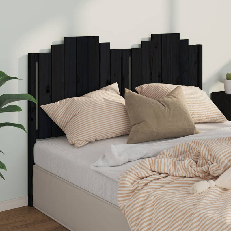 Bed Headboard Black 156x4x110 cm Solid Wood Pine