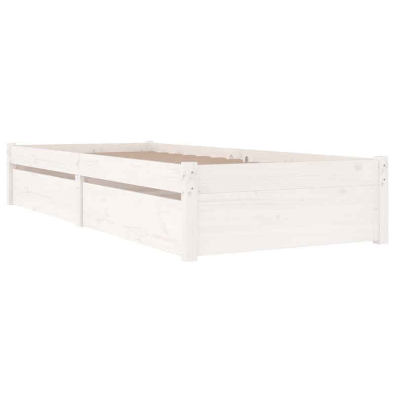 Bed Frame with Drawers White 92x187 cm Single Size