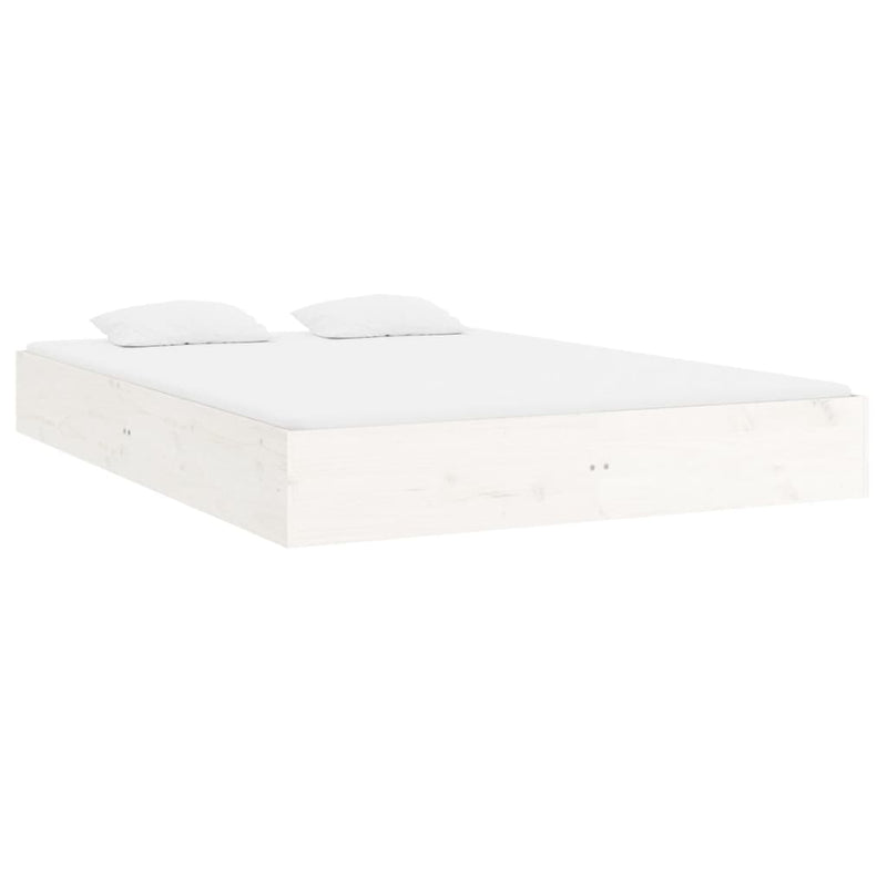 Bed Frame White Solid Wood 183x203 cm King Size