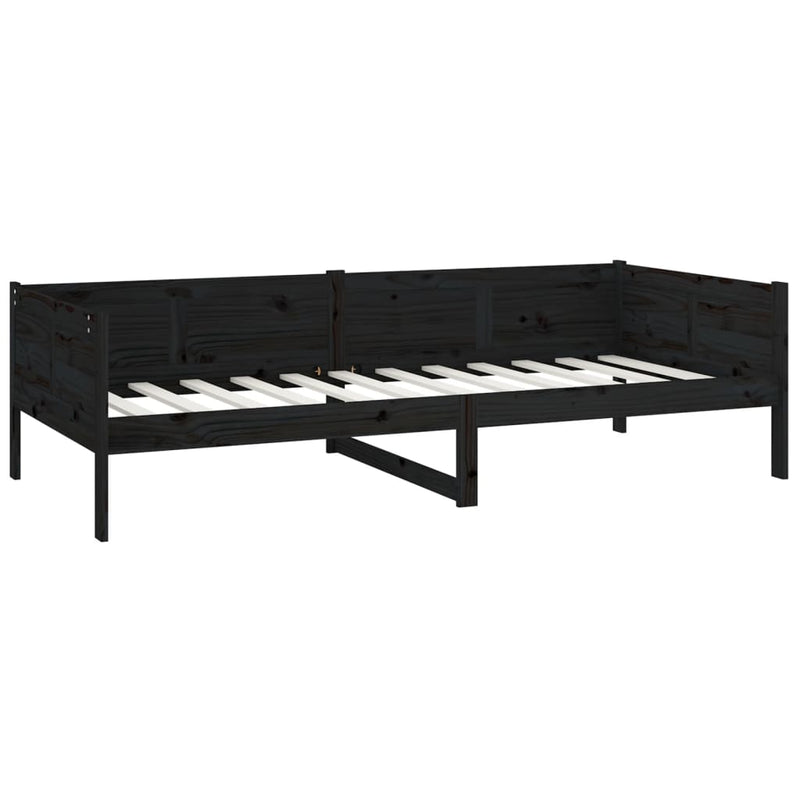 Day Bed Black Solid Wood Pine 92x187 cm Single Size