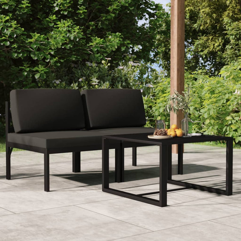 3 Piece Garden Lounge Set with Cushions Aluminium Anthracite