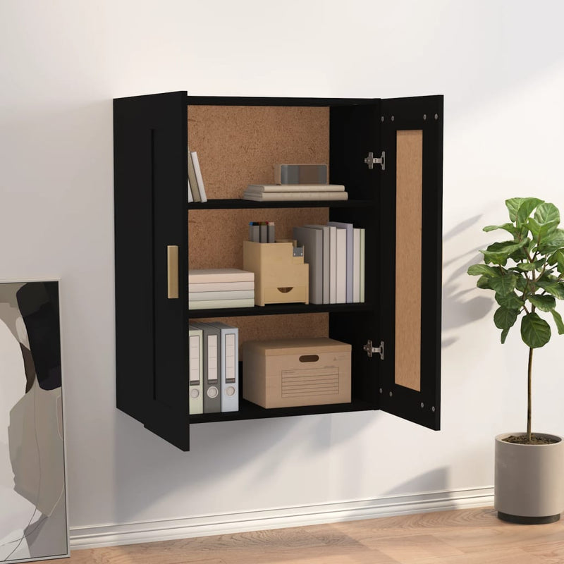Wall Cabinet Black 69.5x32.5x90 cm Engineered Wood