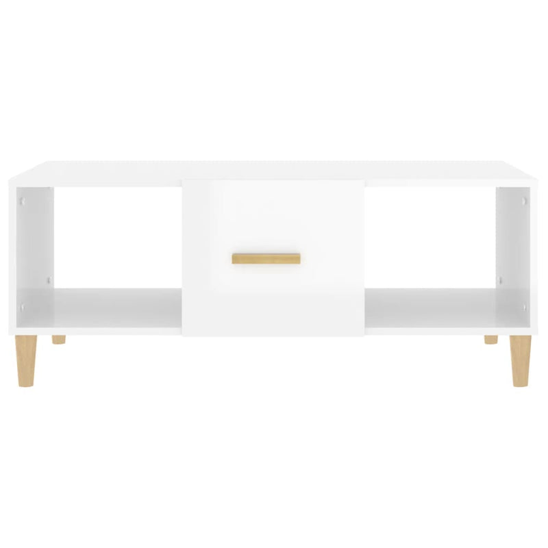 Coffee Table High Gloss White 102x50x40 cm Engineered Wood