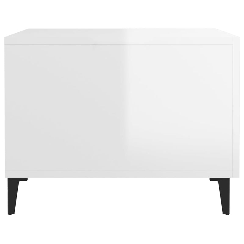 Coffee Tables with Metal Legs 2 pcs High Gloss White 50x50x40 cm