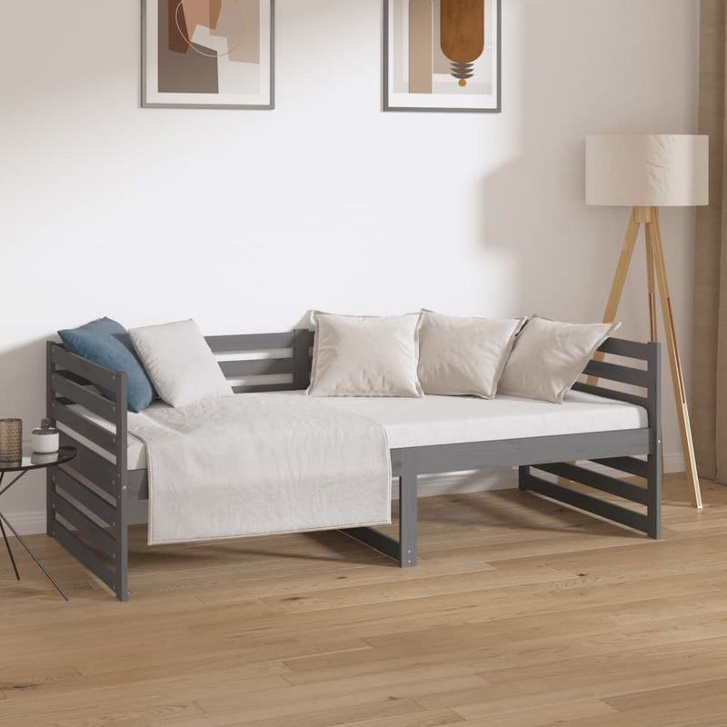 Day Bed Grey 92x187 cm Single Size Solid Wood Pine