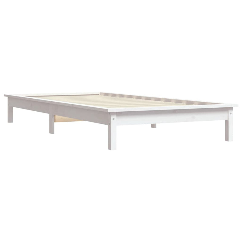 Bed Frame White 92x187 cm Single Size Solid Wood Pine