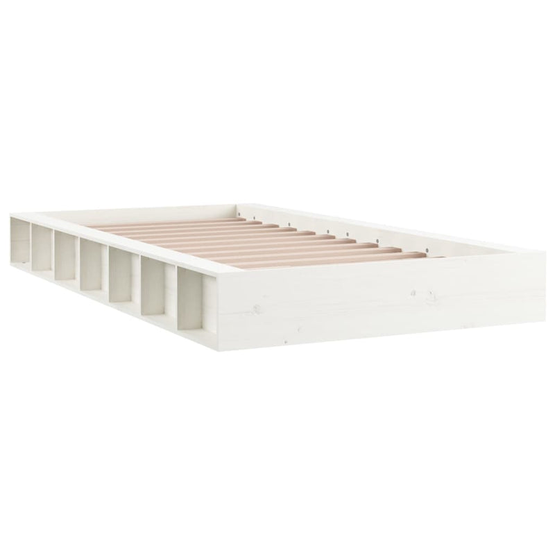 Bed Frame White 92x187 cm Single Size Solid Wood