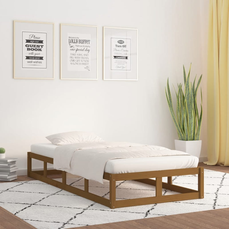 Bed Frame Honey Brown 100x200 cm Solid Wood