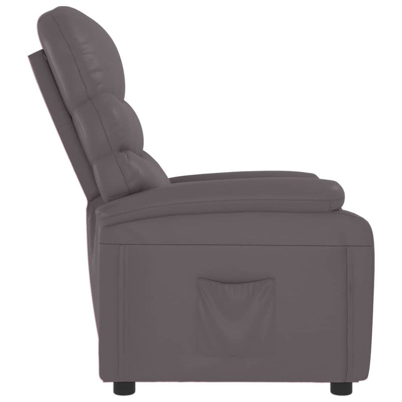 Recliner Chair Grey Faux Leather
