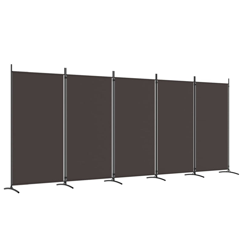 5-Panel Room Divider Brown 433x180 cm Fabric