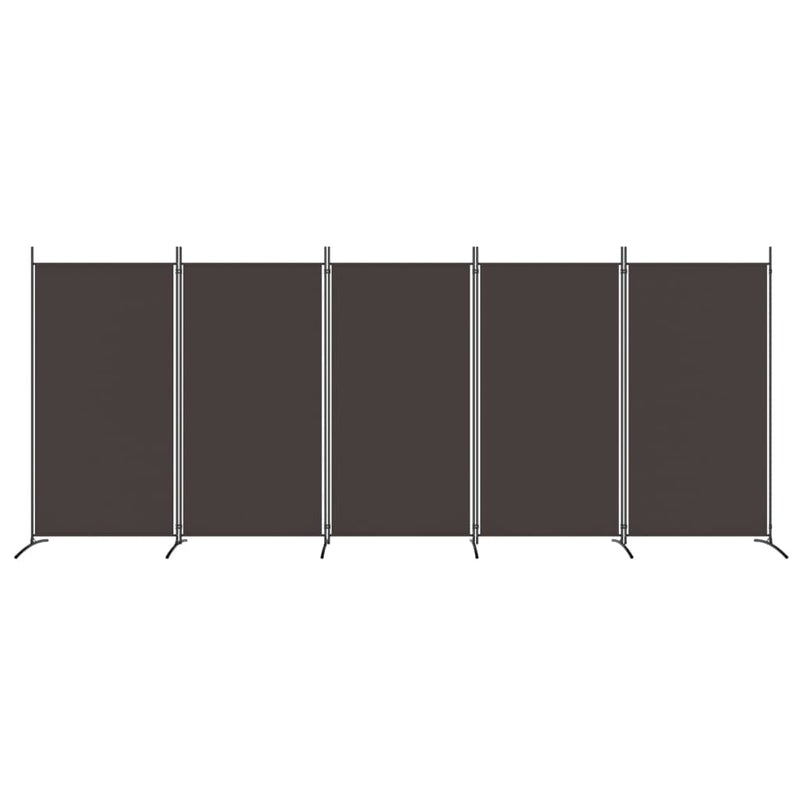 5-Panel Room Divider Brown 433x180 cm Fabric