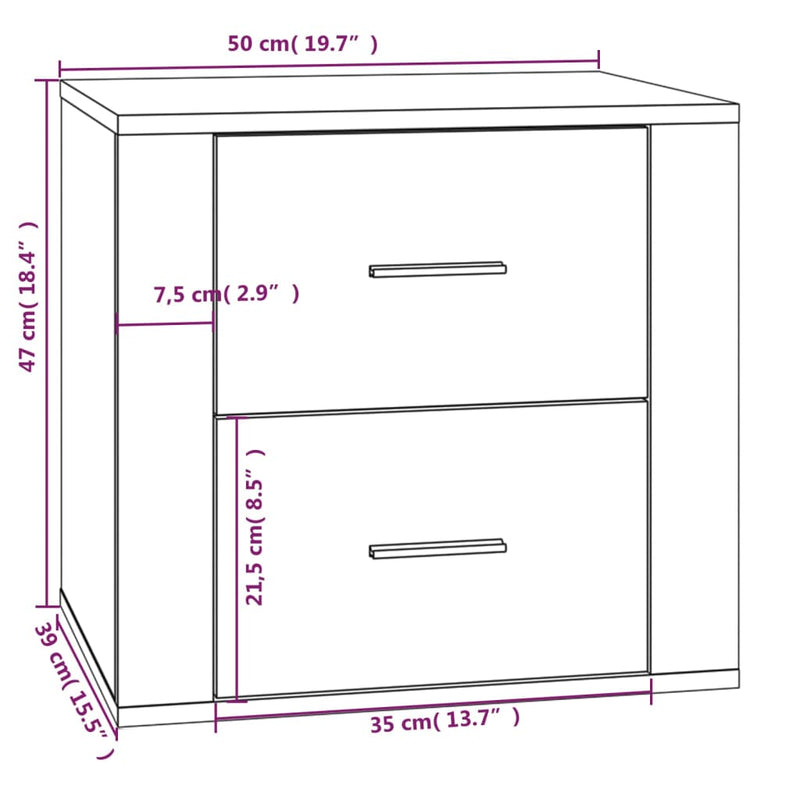 Bedside Cabinet Grey Sonoma 50x39x47 cm