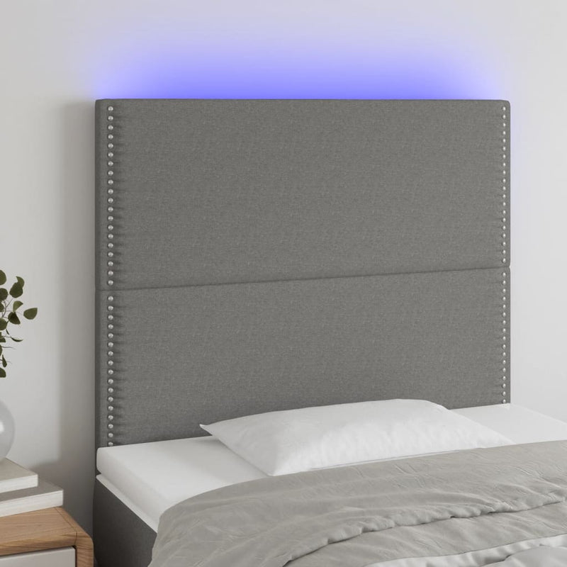 LED Headboard Dark Grey 80x5x118/128 cm Fabric