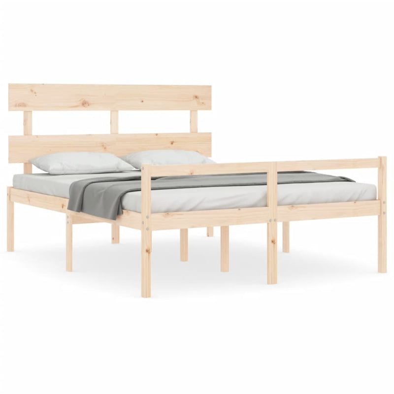 Senior Bed with Headboard King Size Solid Wood