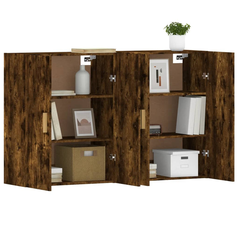 Wall Mounted Cabinets 2 pcs Smoked Oak Engineered Wood