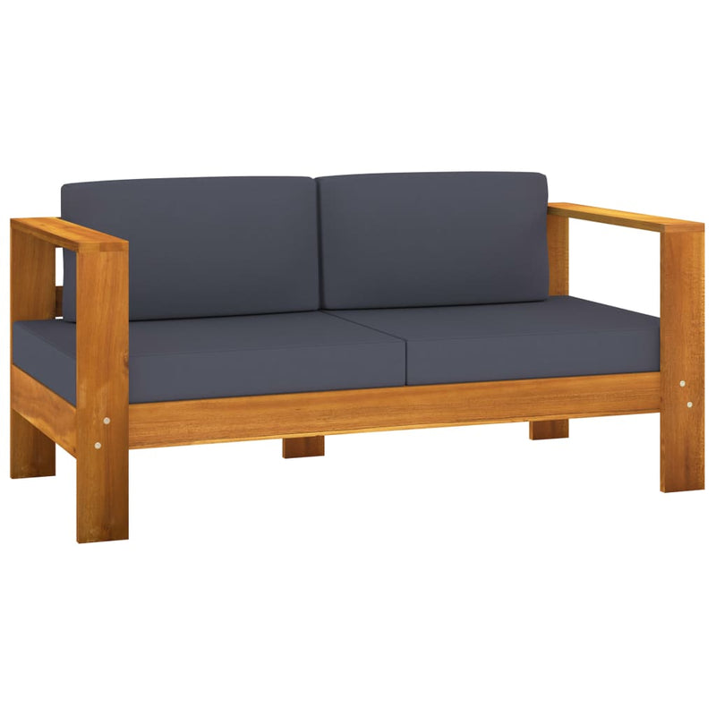 3 Piece Garden Lounge Set with Dark Grey Cushions Solid Wood