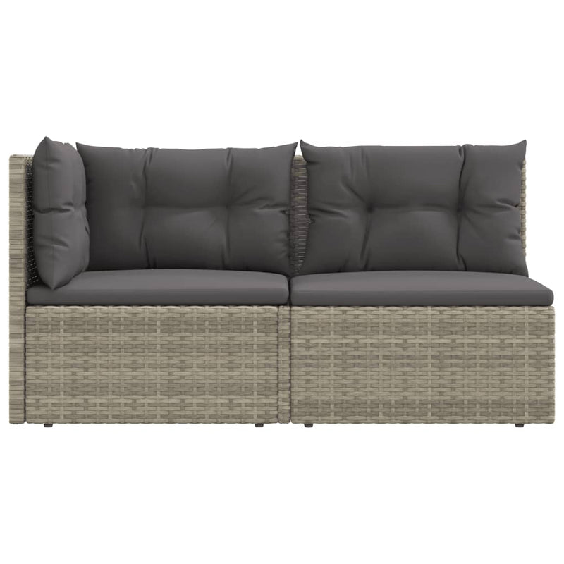 2 Piece Garden Lounge Set with Cushions Grey Poly Rattan