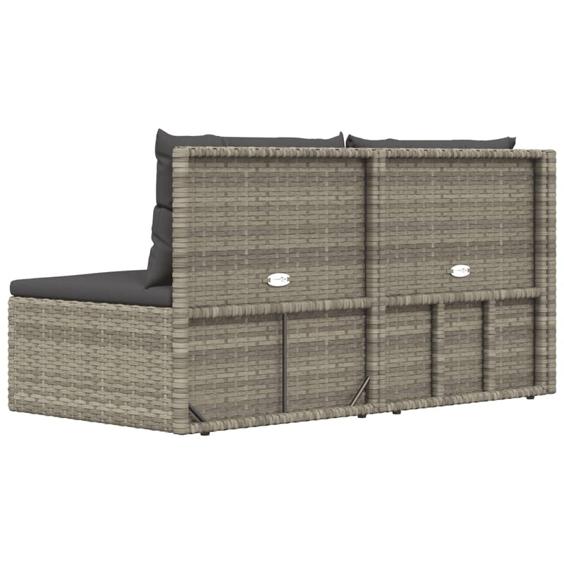2 Piece Garden Lounge Set with Cushions Grey Poly Rattan