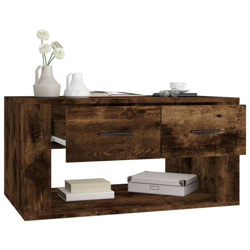 Coffee Table Smoked Oak 80x50x40 cm Engineered Wood
