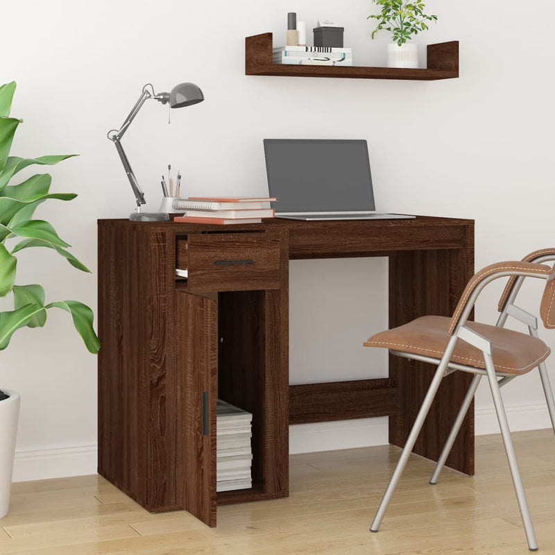 Desk Brown Oak 100x49x75 cm Engineered Wood
