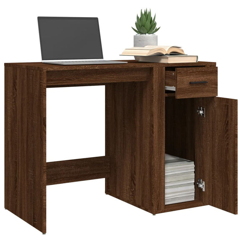 Desk Brown Oak 100x49x75 cm Engineered Wood