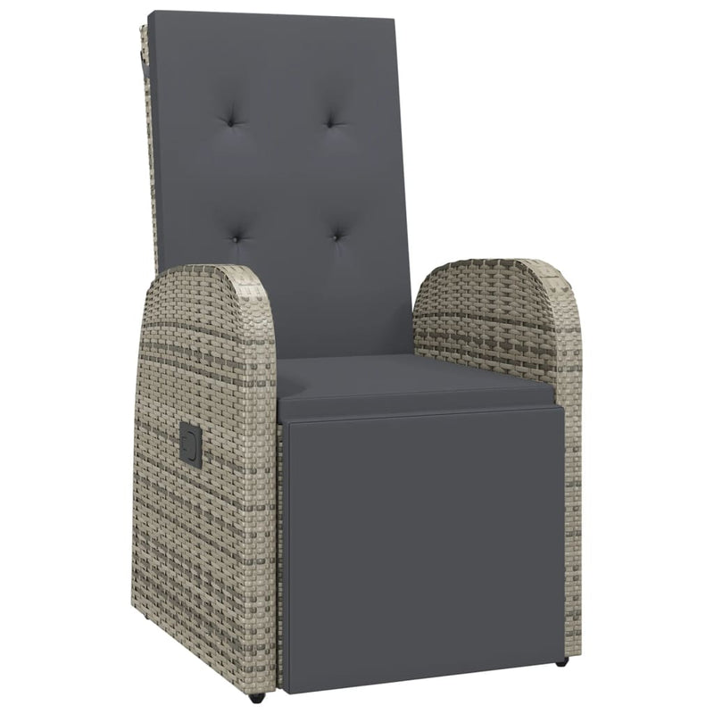 Reclining Garden Chairs with Cushions 2 pcs Grey Poly Rattan