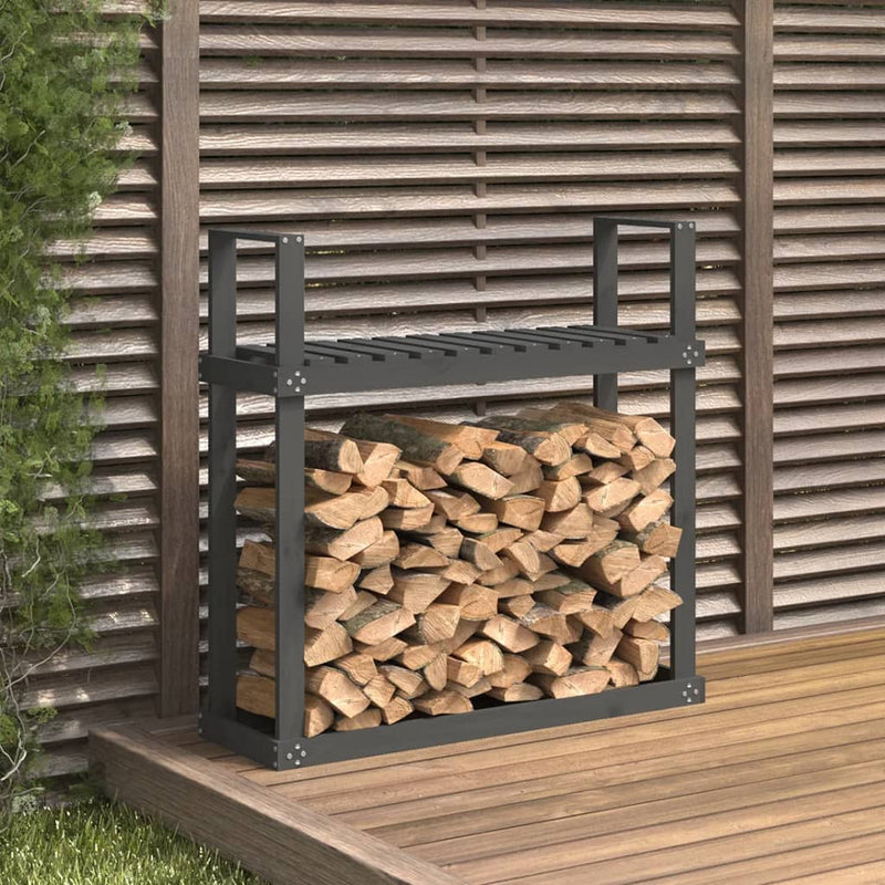 Firewood Rack Grey 110x35x108.5 cm Solid Wood Pine