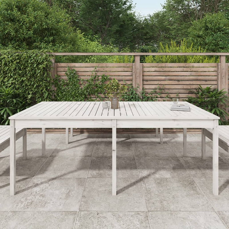 Garden Table White 203.5x100x76 cm Solid Wood Pine