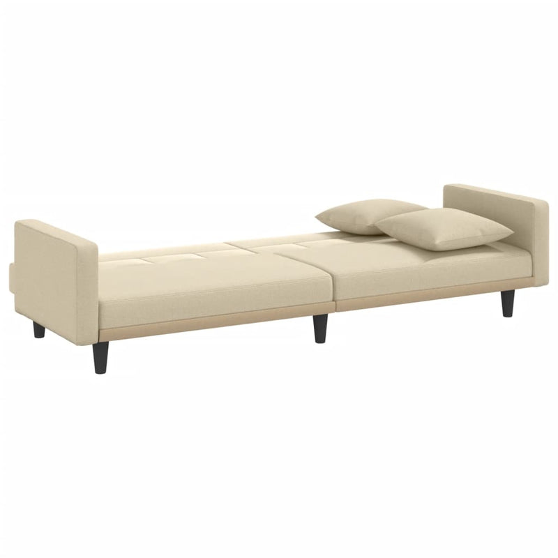 Sofa Bed with Cushions Cream Fabric